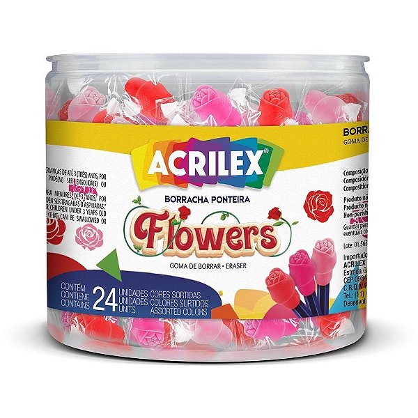 Borracha Ponteira Flowers 3 Cores POTE-24