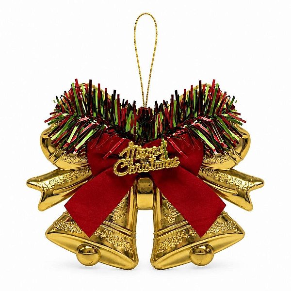 Artigo para Decoração Natal Enfeite Sino 9X12CM Ouro