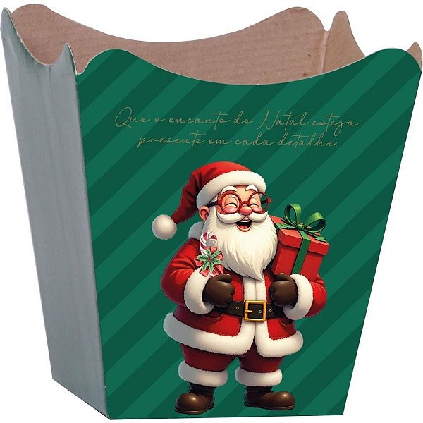 Cachepot Paper Decorado 16X17X11CM Doce Natal Pacote com 10