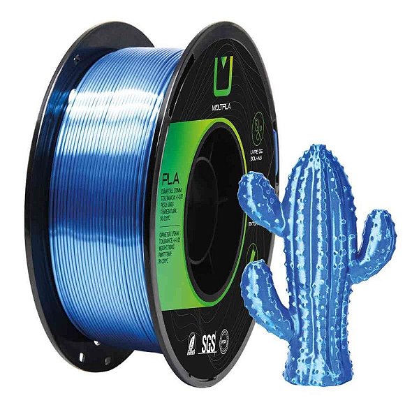 Filamento 3D PLS SILK Azul Safira 1 Kilo Rolo