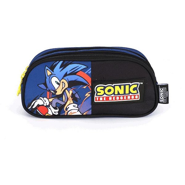 Estojo Triplo Sonic Azul Tecido