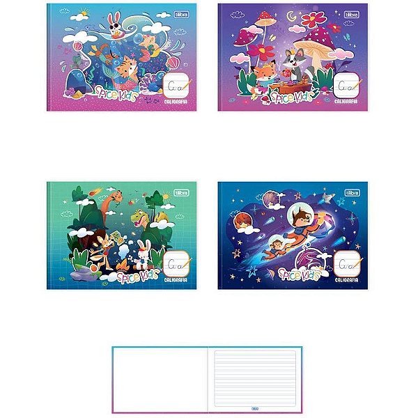 Caderno Caligrafia Capa Dura Spice KIDS 40F MASC/FEM 1/4 BR Pacote com 15