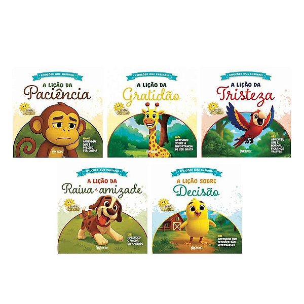 Livro Infantil Ilustrado Emoções Que Ensinam a Licao 5T Pacote com 05