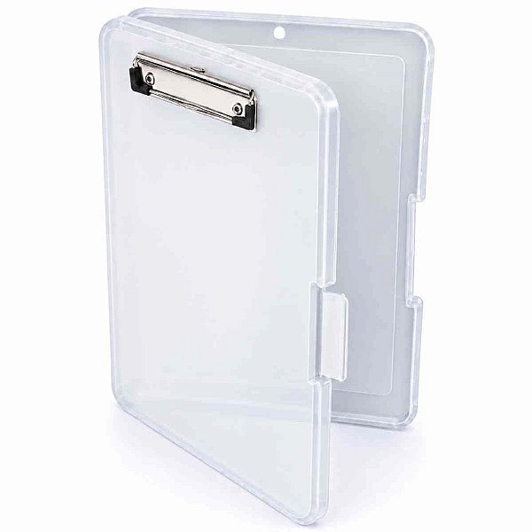 Prancheta Plástica Estojo com CLIP Pressao Cristal