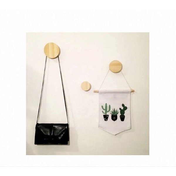 kit de cabideiros De Parede Em Madeira - Redondo
