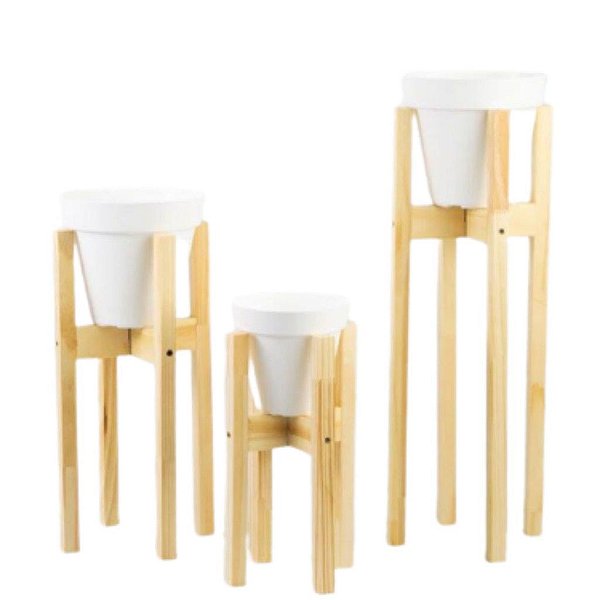 Conjunto Suportes de plantas em Pinus S/vasos