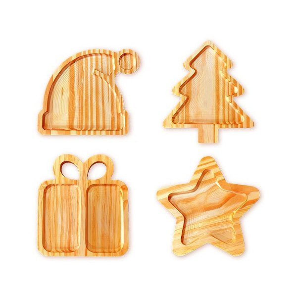 Kit Tábua de Queijo Petisqueiras Aperitivo Madeira Para Servir Decoração Natalina Mesa Ceia de Natal