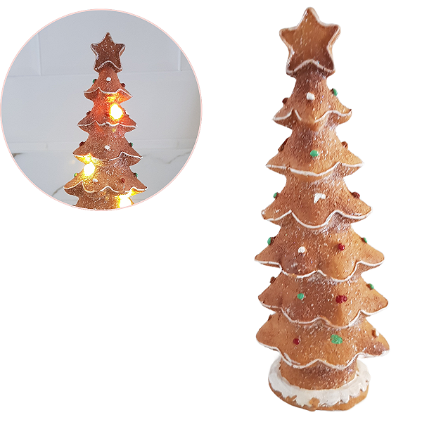 Árvore Natalina Biscoito 25cm com Led Marron