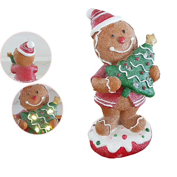 Enfeite Natalino boneco Gigerbread Açucarado  Gorro Noel