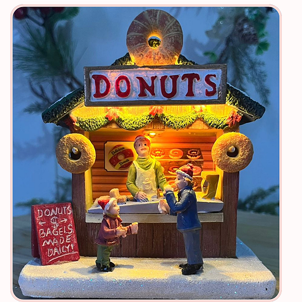 Enfeite Vila Natalina Loja de Donuts com Led 13cm