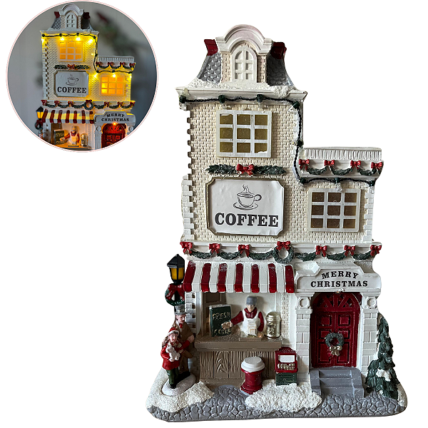 Vila Natalina Cafeteria com LED Luz Natal 28cm