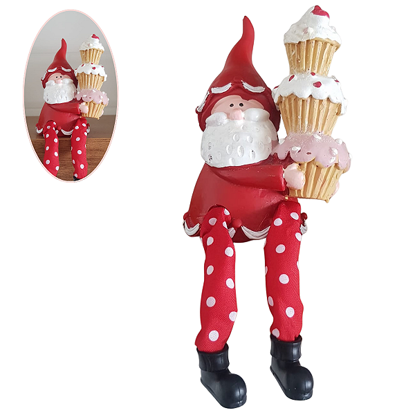Papai Noel Decorativo com Cupcakes Natalinos Divertido