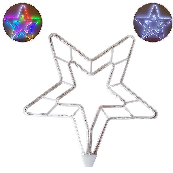 Pisca Estrela Iluminada RGB LED Bivolt Uso Extreno 50 cm