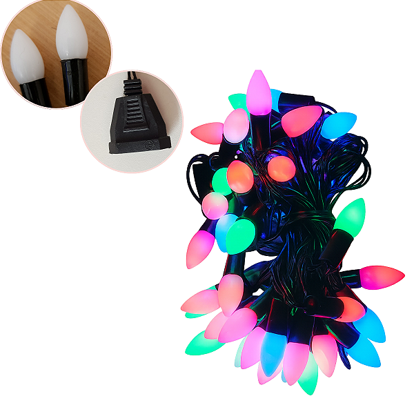 Pisca Natalino Pinha Colorido Bivolt 6M – 40 Leds Externo
