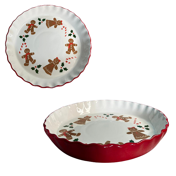 Travessa Natalina em Cerâmica Gengibread 28cm