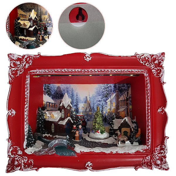 Quadro Cenário Natalino de Parede com Movimento e Luz