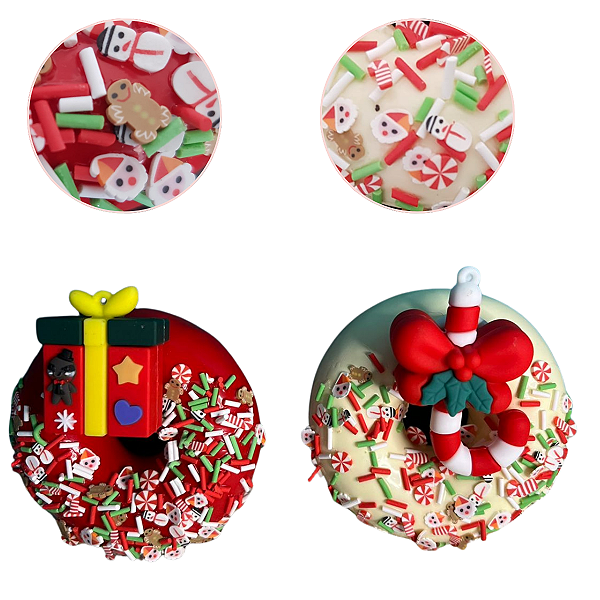 Kit com 2 Imãs Decorativos Natalino formato de Donuts