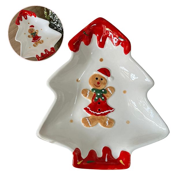 Petisqueira Natalina Árvore com Boneco de Gengibre