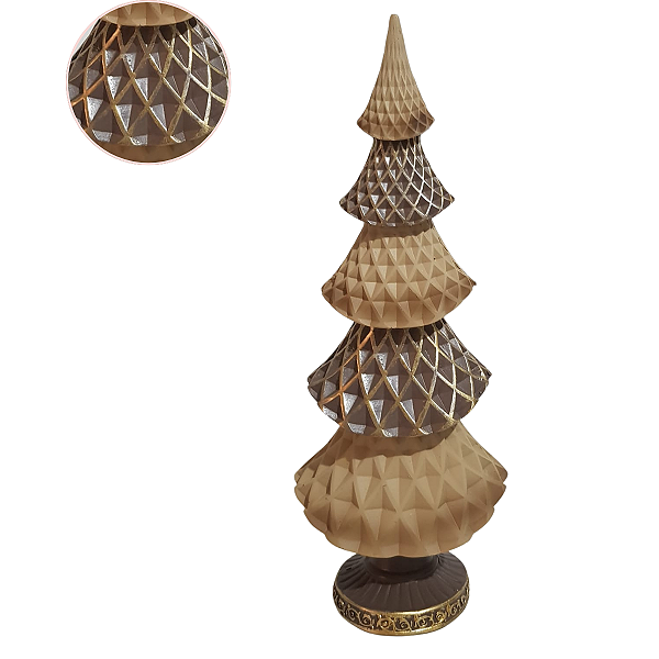Árvore Decorativa Geométrica Dourada em Resina – Luxo Natal