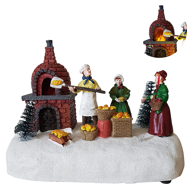 Cenário Natalino Forno de Pães – Mini Vila em Resina