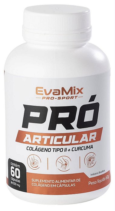 Pró articular colágeno tipo II + CURCUMA - 60 cápsulas 500mg