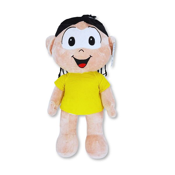 Boneca de Pelúcia Magali 35cm Licenciada Turma da Mônica com Rosto Bordado e Camiseta Amarela
