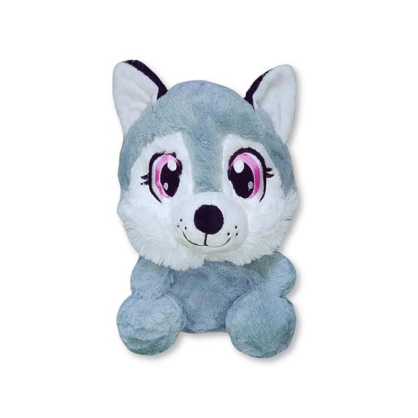Cachorro de Pelúcia Husky Olhos Bordados Seguro Para Crianças Fofo Macio