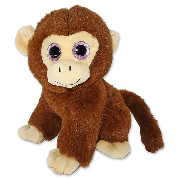 Macaco de Pelúcia Tofu 20cm Marrom Escuro com Olhos Brilhantes Fizzy Toys Antialérgico
