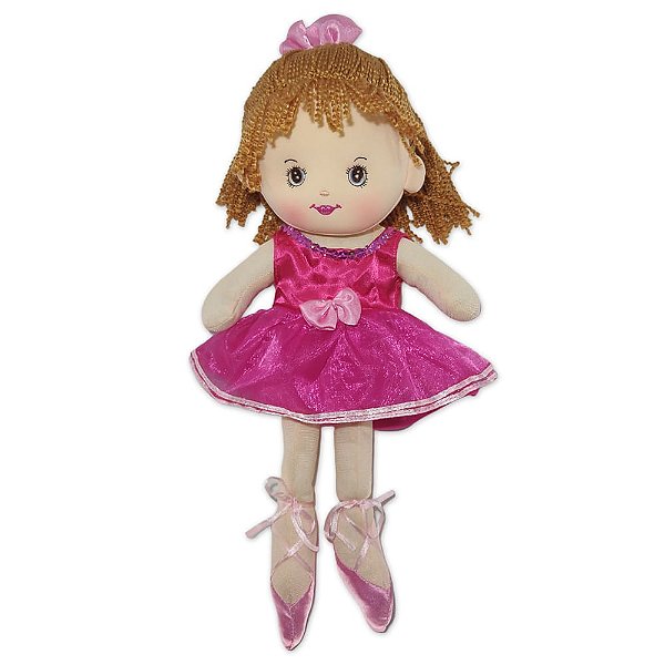 Boneca Bailarina de Pelúcia Fofy Toys DL833 Rosa Pink com Vestido e Sapatilhas 39cm