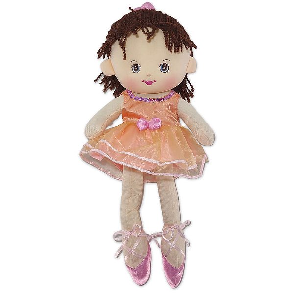 Boneca Bailarina Fofy Toys de Pelúcia e Pano com Vestido Salmão e Sapatilhas – 39cm