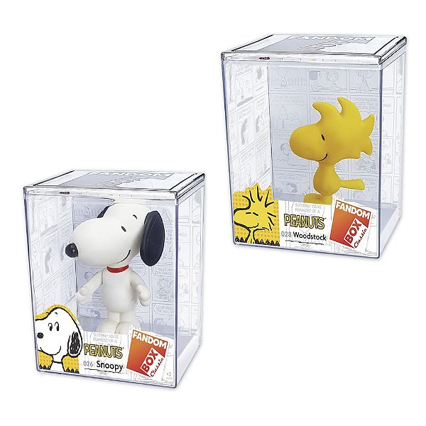 Kit 2 Bonecos Colecionáveis Fandom Box Classic Peanuts Snoopy e Woodstock