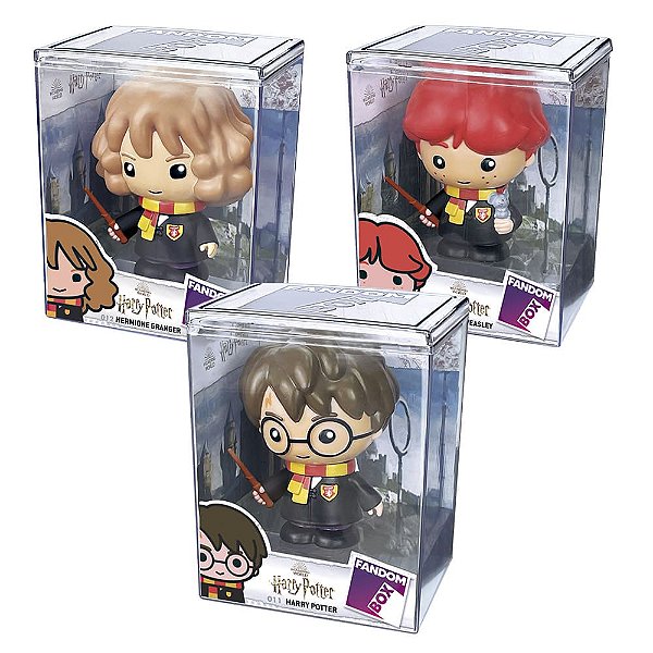 Kit 3 Bonecos Colecionáveis Fandom Box Harry Potter Hermione Ron Weasley