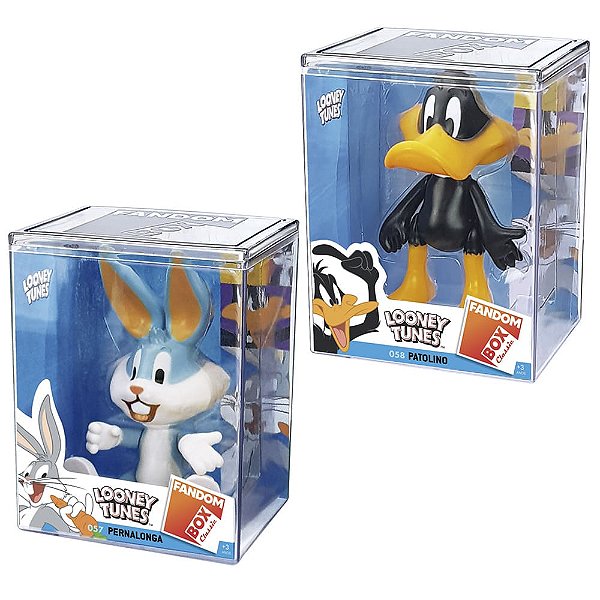 Kit 2 Bonecos Colecionáveis Fandom Box Classic Looney Tunes Pernalonga e Patolino