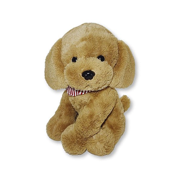 Cachorro de Pelúcia Sentado Poodle Marrom 33cm Fofy Toys com Tecido Macio e Acabamento Premium