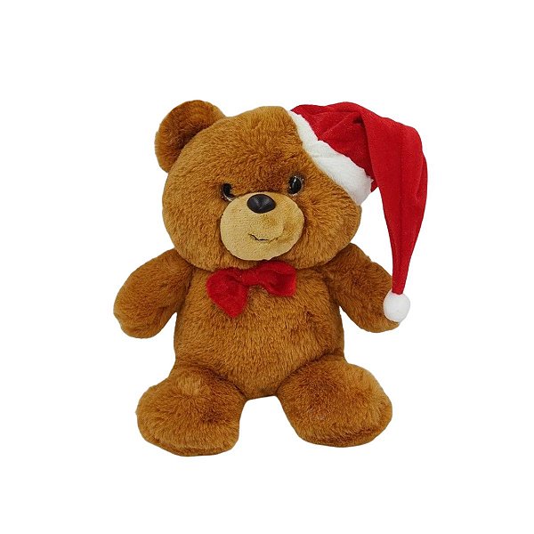 Ursinho Noel de Pelúcia Natalina - Gorro Vermelho e Laço, Ideal para Decoração ou Presente Especial