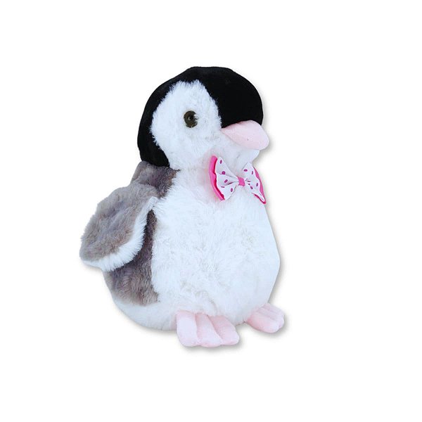 Pinguim de Pelúcia Fizzy Toys com Gravata Rosa Antialérgico 20x20cm – Presente Encantador
