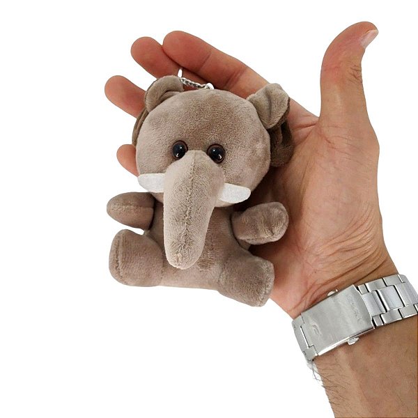Chaveiro Elefante de Pelúcia Safari Macio com Corrente - Ideal para Mochilas, Bolsas e Malas