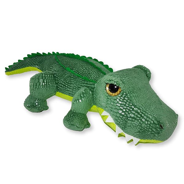 Jacaré de Pelúcia Joca Verde Escuro 35cm com Textura de Escamas e Olhos Brilhantes Fizzy Toys
