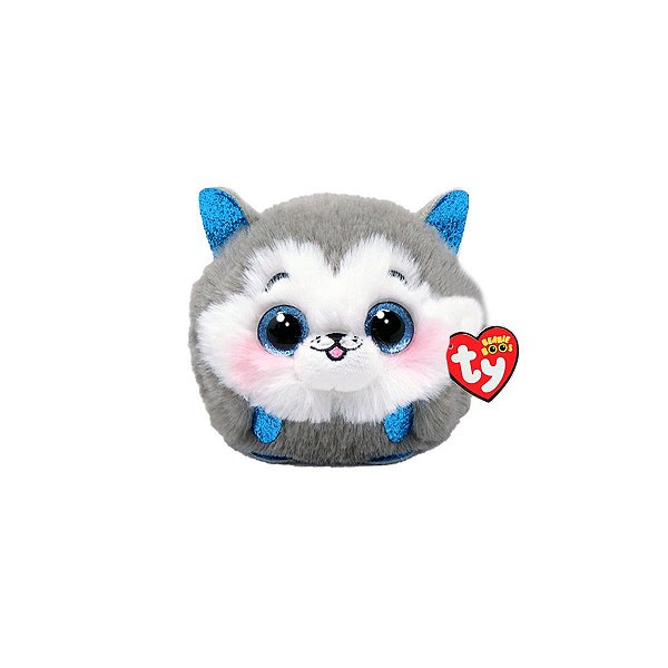 Bicho de Pelúcia Ty Beanie Balls Husky Slush Antialérgico Original com Olhos Brilhantes