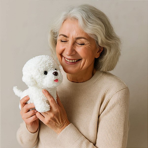 Cachorro de Pelúcia Branco 22cm – Pelúcia Macia, Fofinha e Antialérgica para Presentear