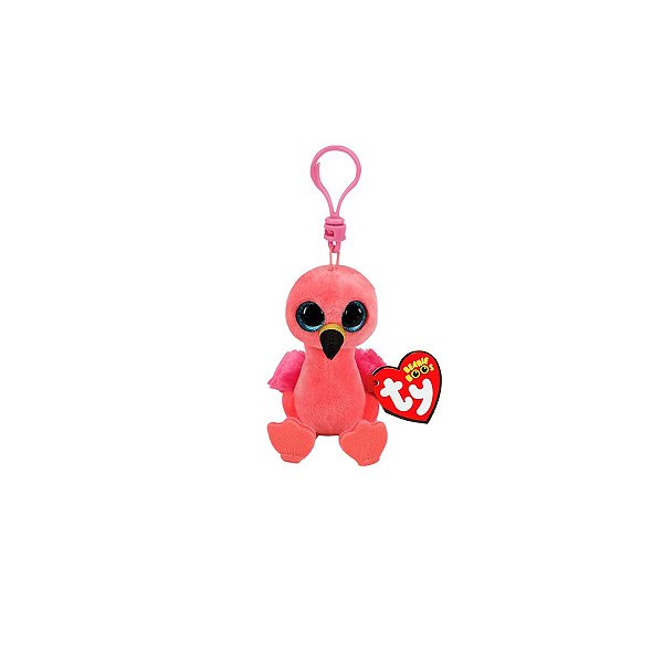 Bicho de Pelúcia Ty Beanie Boos Chaveiro 51534 Flamingo Gilda