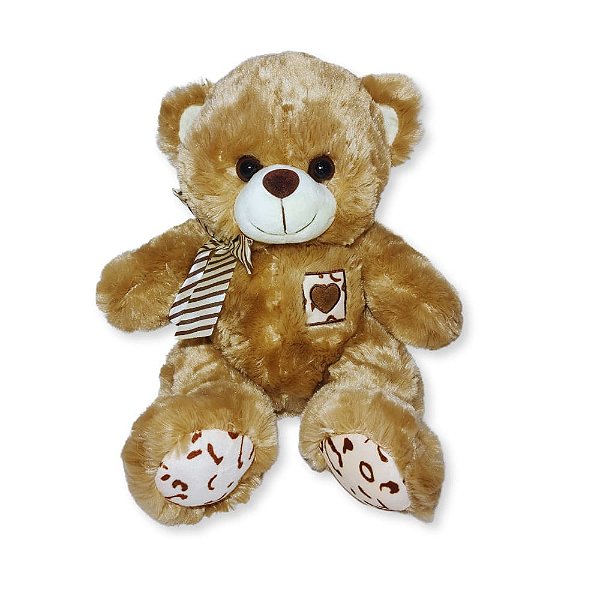 Urso de Pelúcia Chokito Chocolate com Lacinho e Coração Bordado – Fofura da Fizzy Toys