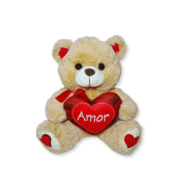 Urso de Pelúcia Com Coração Amor Fizzy Toys FE7294 Cappuccino Oscar