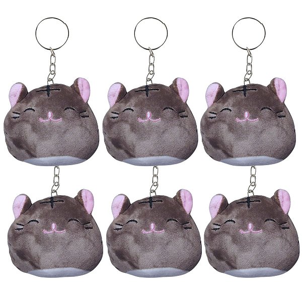 Kit 6 Gatinhos Cinza de Pelúcia Chaveiro – Macios e Estilosos para Decorar ou Presentear com Charme!