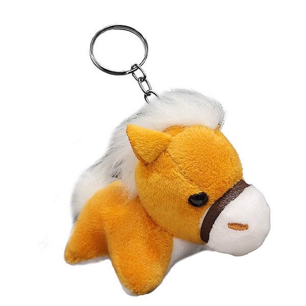 Cavalo de Pelúcia Chaveiro Caramelo – Fofo, Macio e Perfeito para Mochilas e Presentes!