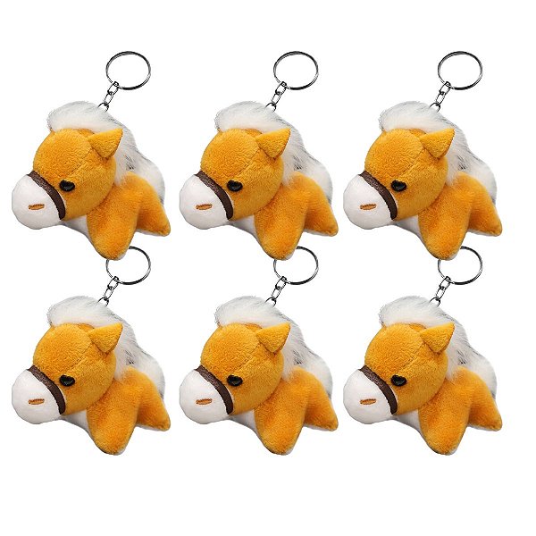Kit com 6 Cavalos de Pelúcia Chaveiro Caramelo – Brinde Fofo, Lembrancinha ou Decoração!