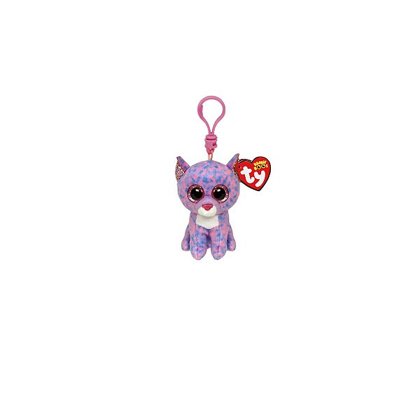 Bicho de Pelúcia Ty Beanie Boos Chaveiro Gata Cassidy Original, Macia e Colorida para Crianças e Presentes