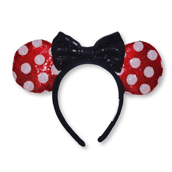 Tiara da Minnie com Lantejoulas Clássica Taimes Acessório Infantil Brilhante para Fantasias e Festas
