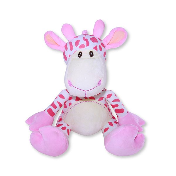 Girafa de Pelúcia Rosa Plush Fizzy Toys Olivia Macia e Antialérgica para Crianças, Presente e Decoração