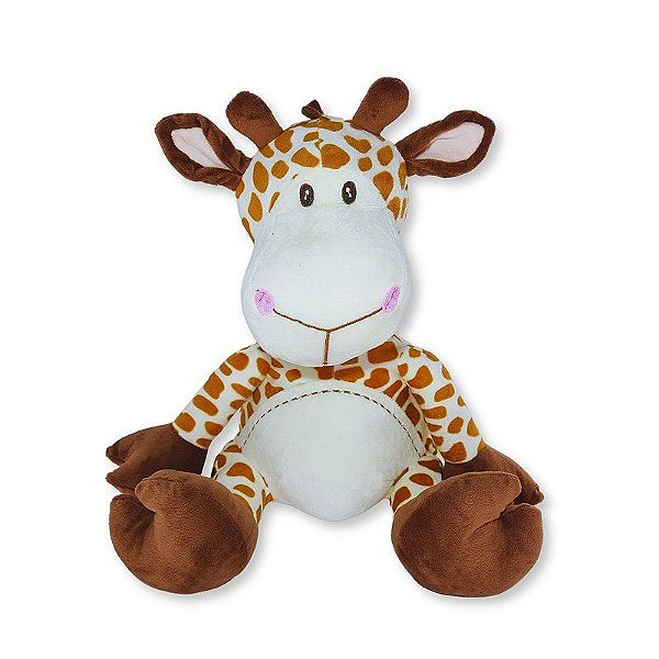 Girafa de Pelúcia Marrom Plush Fizzy Toys Theo Macia e Antialérgica para Crianças, Presente e Decoração